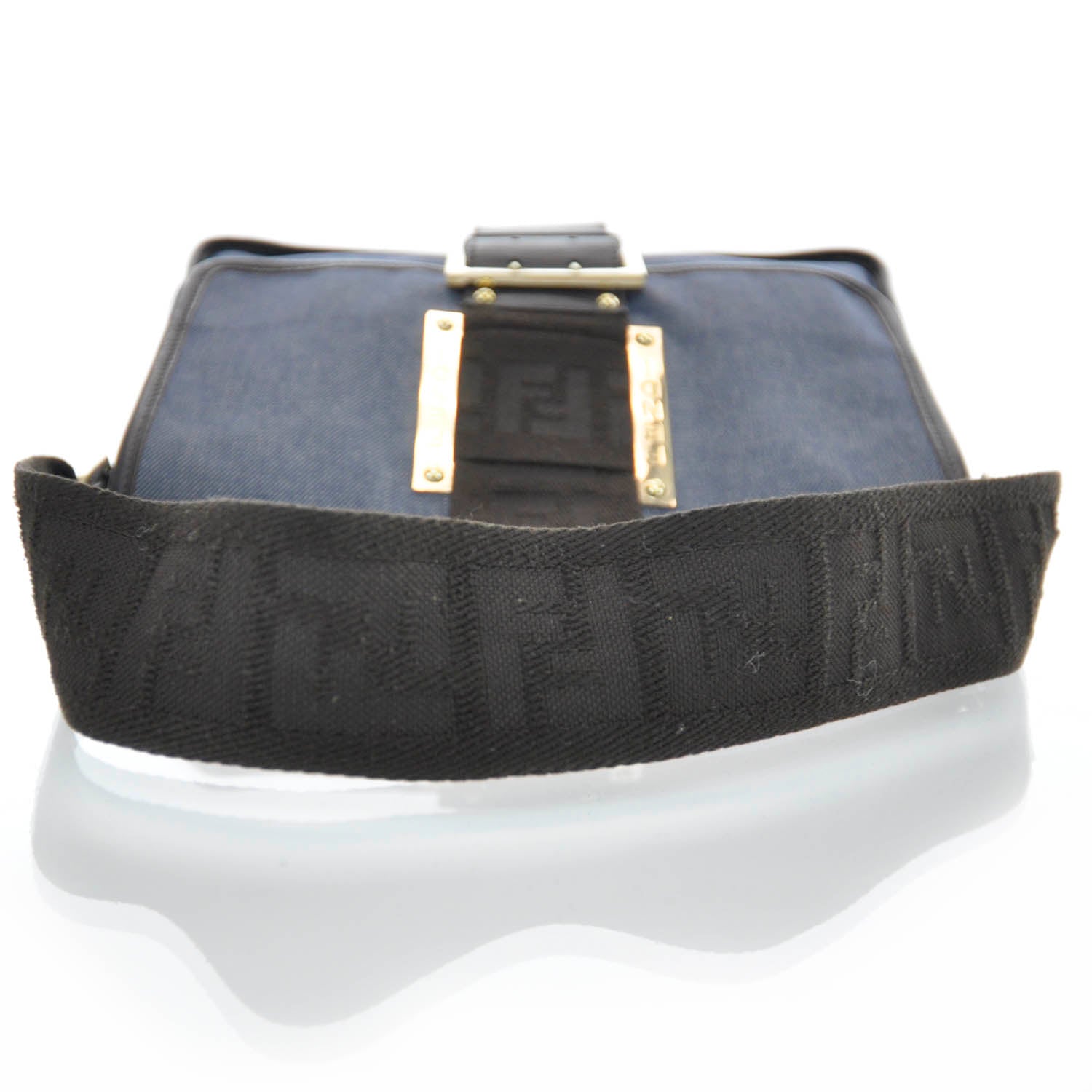 Fendi Denim Shoulder Bag Blue Black 6 of 9