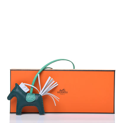 Hermes Milo Lambskin Matte Alligator Touch Grigri Rodeo Horse Bag Charm PM Malachite Menthe Bleu Brume Very Jade 5 of 5