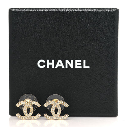Chanel Crystal Mini Timeless CC Earrings Gold 5 of 5