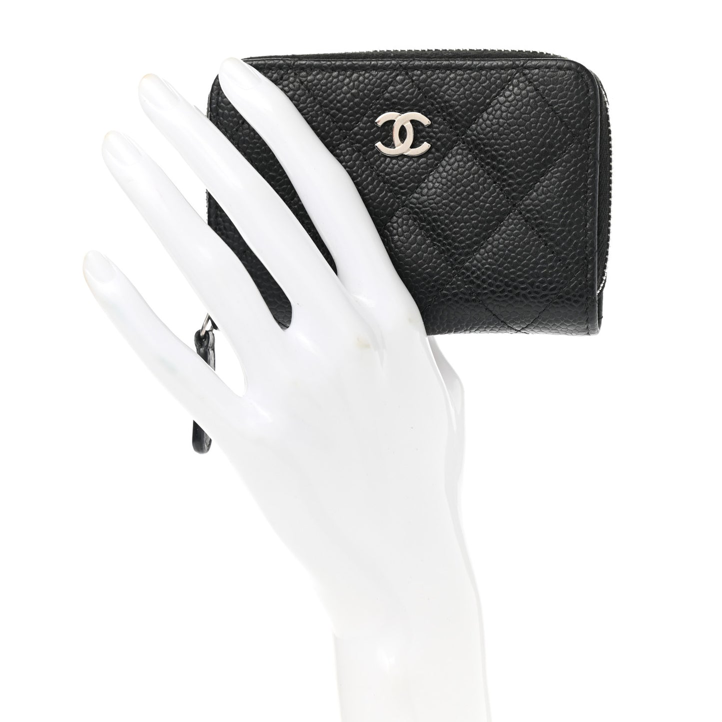 Caviar Quilted Classic Zipped Coin Purse Black