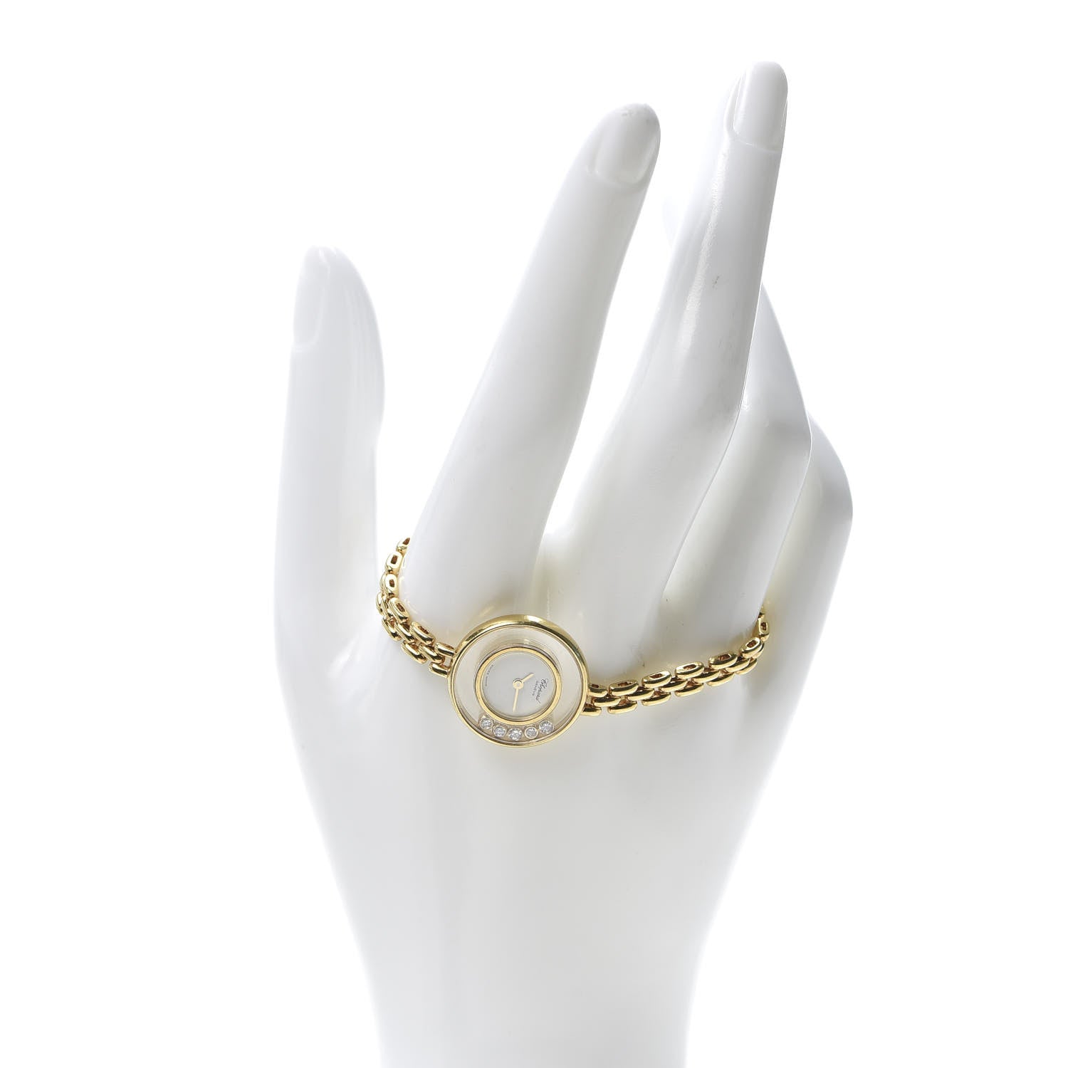 Chopard 18K Yellow Gold 5 Diamond 20mm Happy Diamonds Quartz Watch 2 of 6