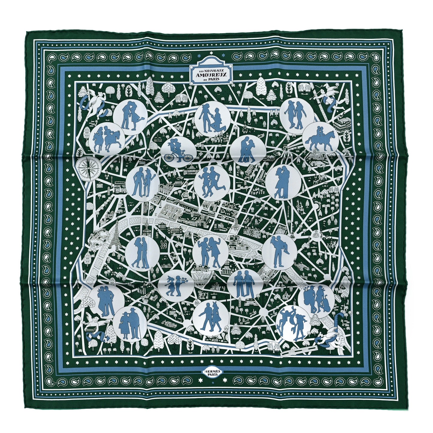 Silk Les Nouveaux Amoureux de Paris Bandana Scarf 55