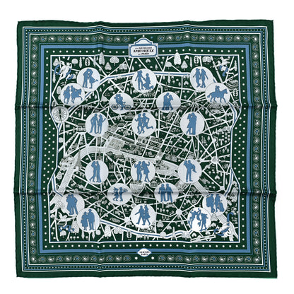Hermes Silk Les Nouveaux Amoureux de Paris Bandana Scarf 55 1 of 3