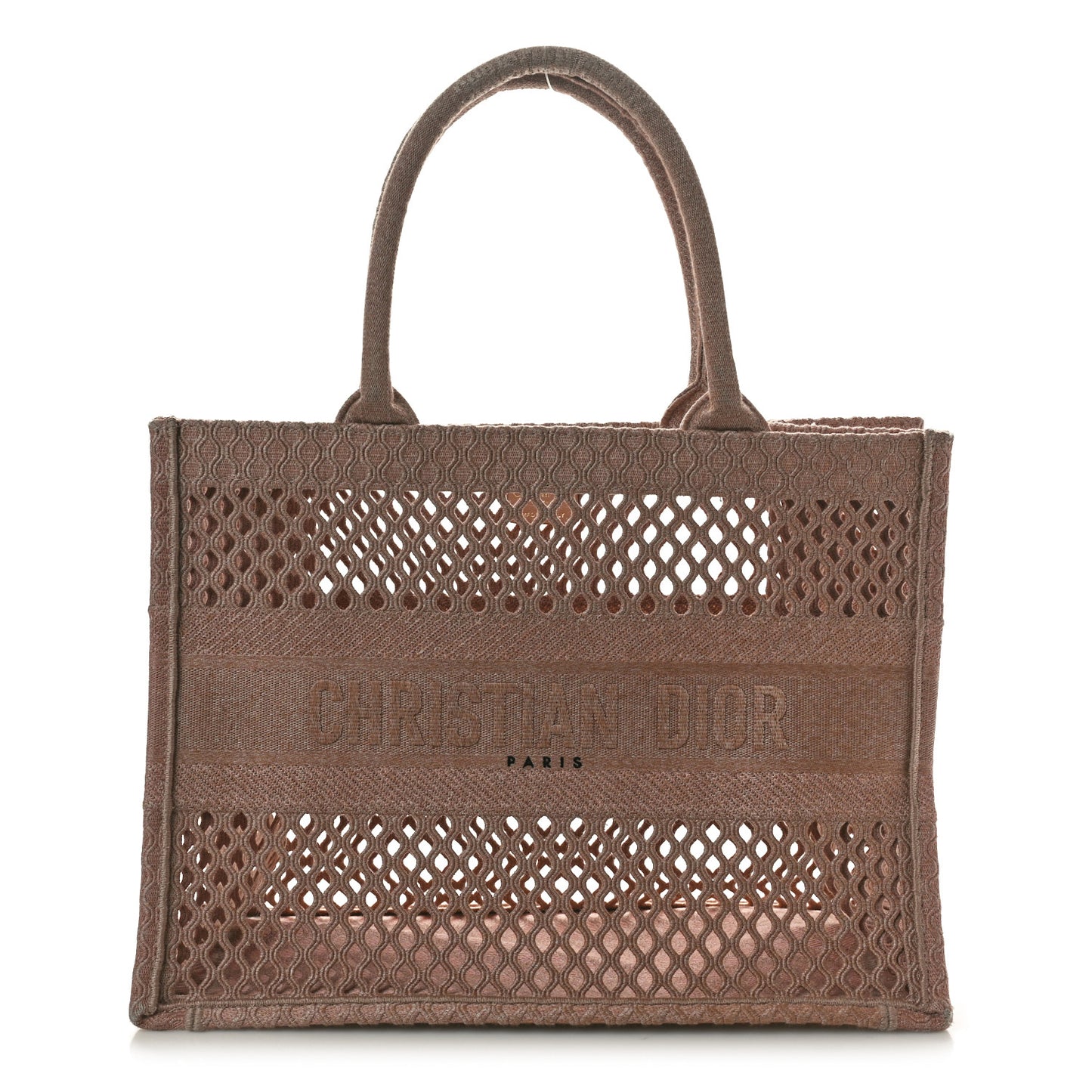 Mesh Embroidered Medium Book Tote Clay
