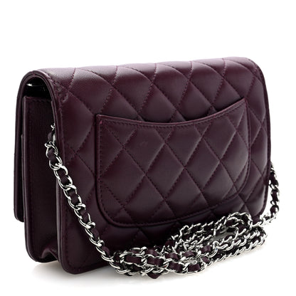 Chanel Lambskin Quilted Enamel CC Wallet On Chain WOC Burgundy 3 of 10