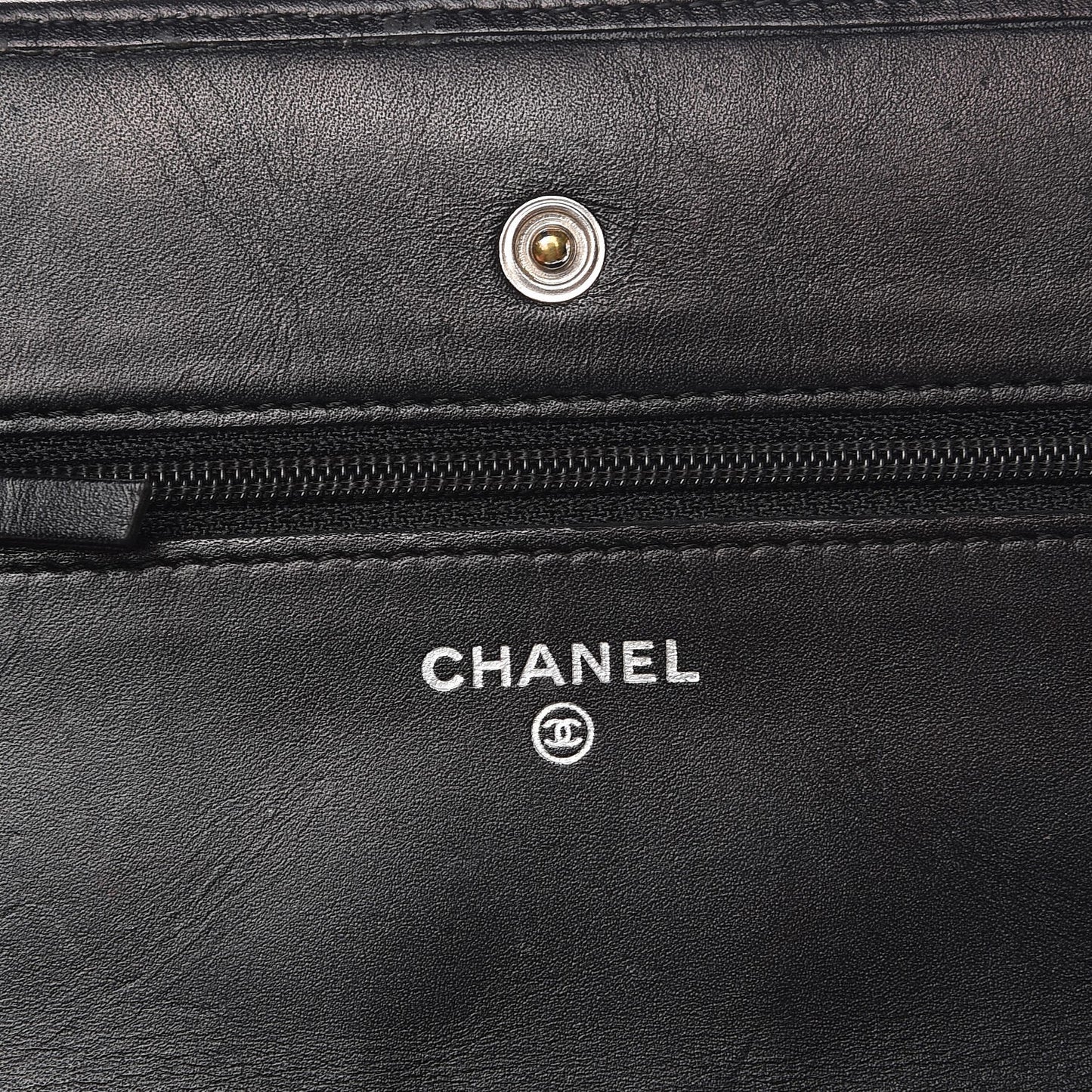 Calfskin Quilted Cambon Wallet On Chain WOC Black