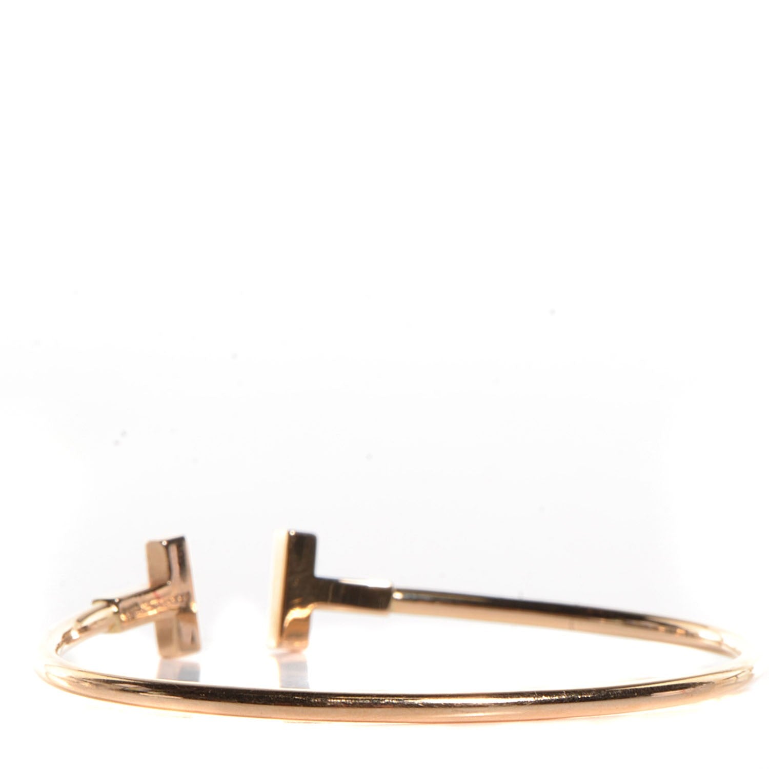 Tiffany 18K Rose Gold Diamond T Wire Bracelet 3 of 4