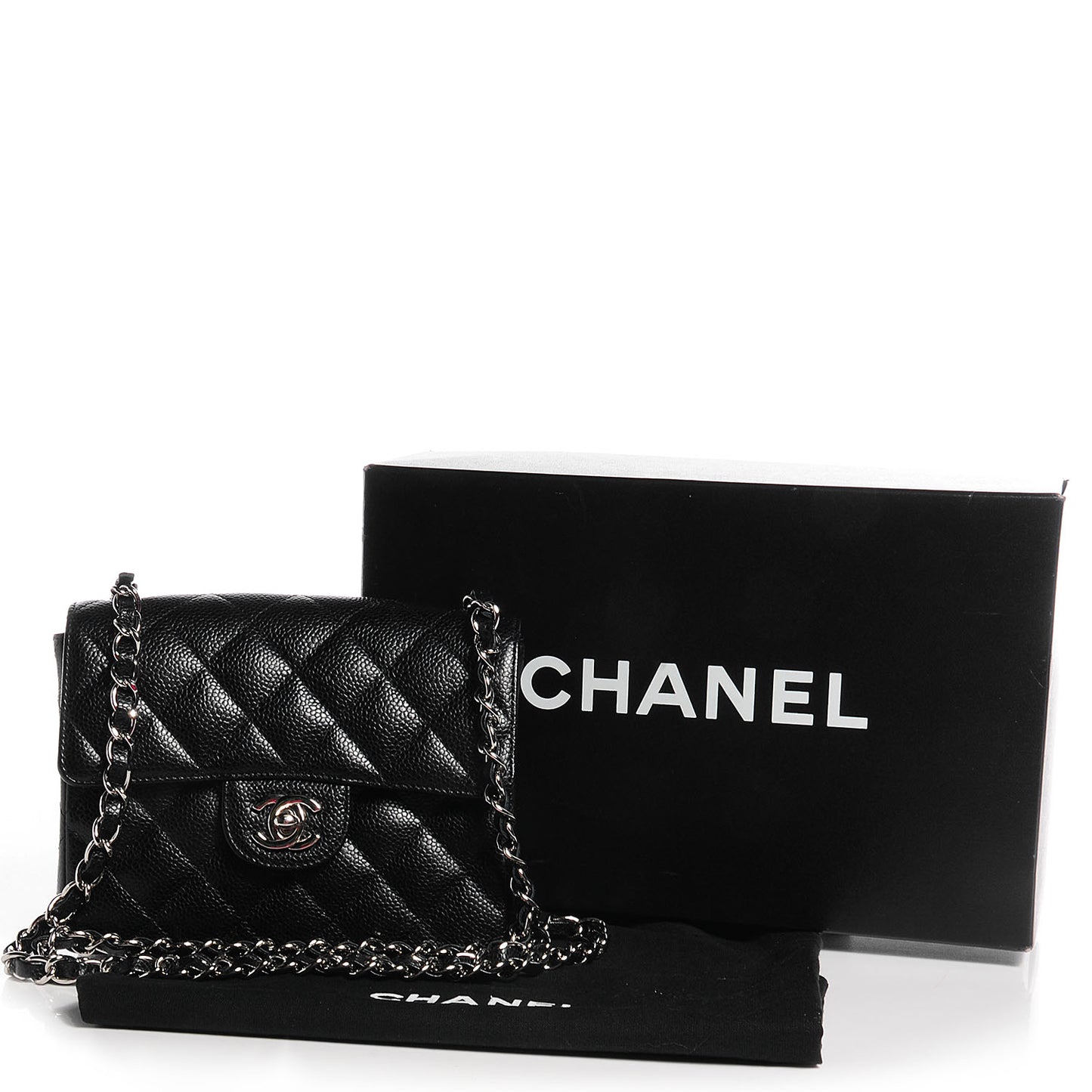 Caviar Quilted Mini Square Flap Bag Black