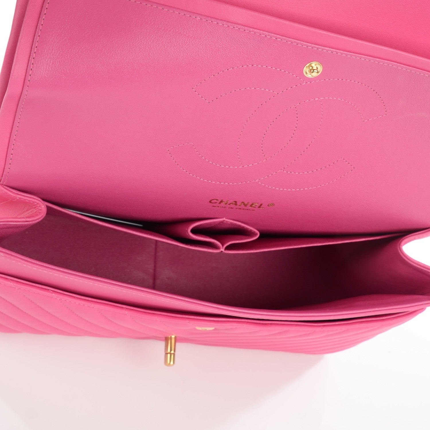 Chanel Lambskin Chevron Jumbo Double Flap Dark Pink 6 of 9