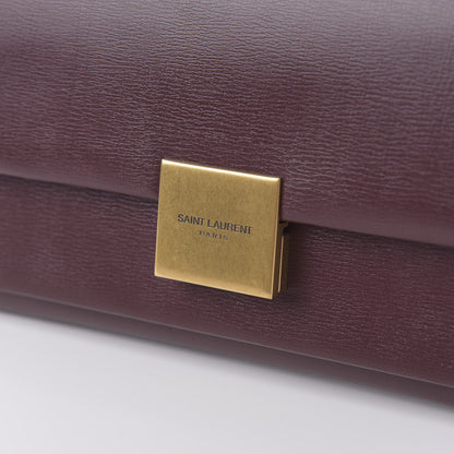 Saint Laurent Calfskin Bellechasse Flap Clutch Burgundy 7 of 8