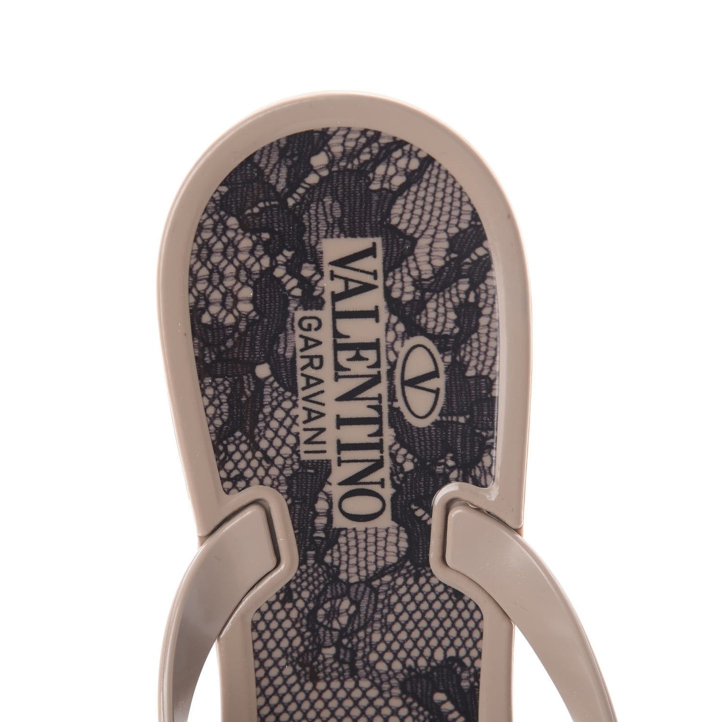 PVC Jelly Lace Print Bow Thong Sandals 37 Black Poudre