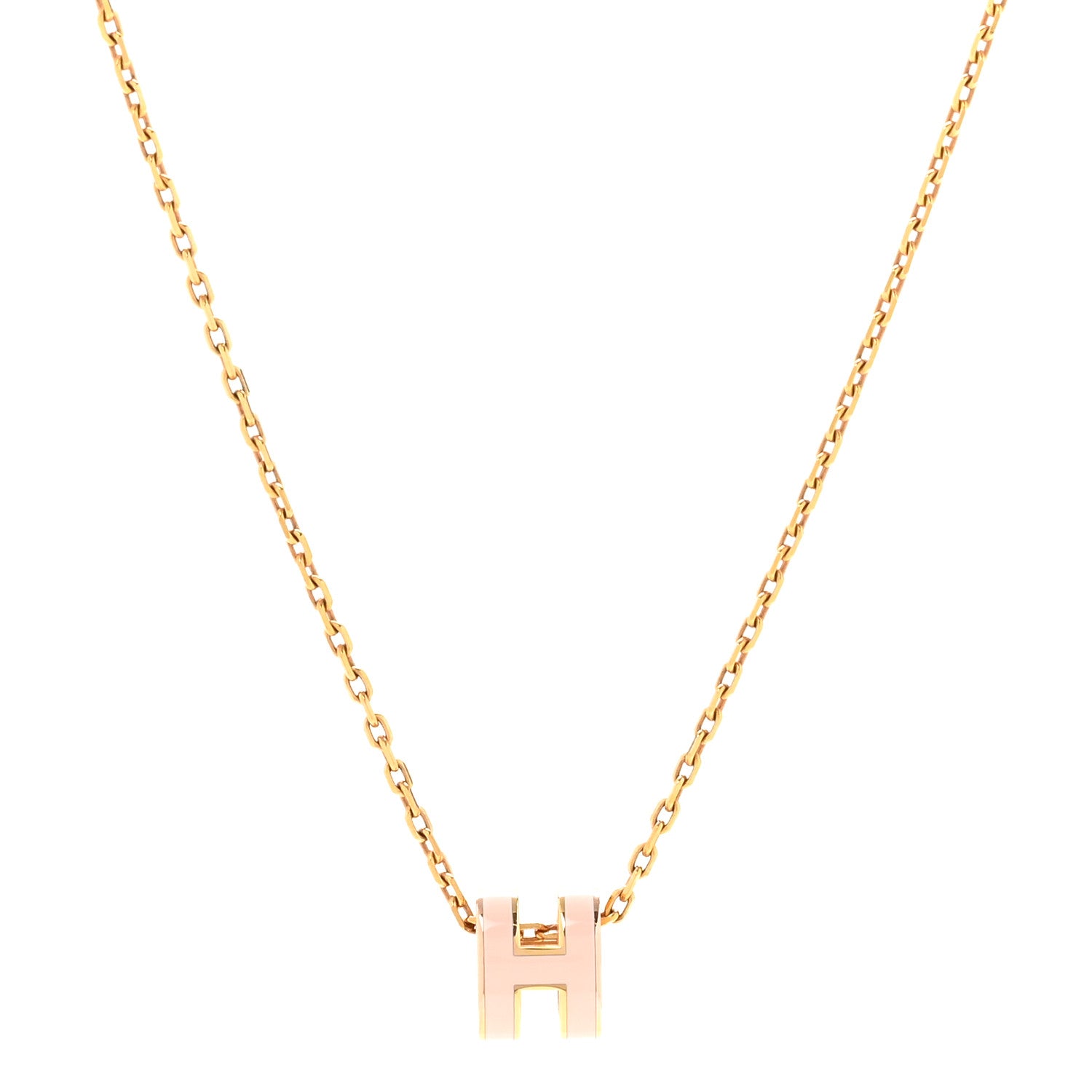 Hermes Lacquered Rose Gold Mini Pop H Pendant Necklace Rose Dragee 3 of 7