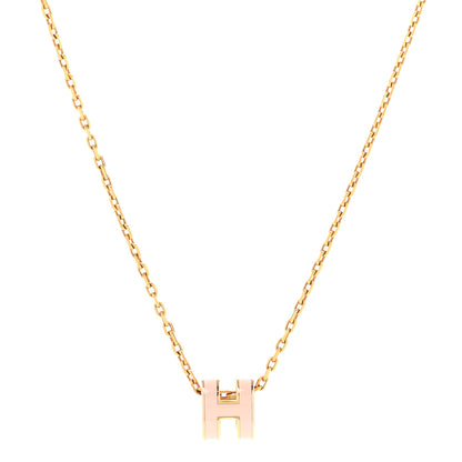 Hermes Lacquered Rose Gold Mini Pop H Pendant Necklace Rose Dragee 3 of 7