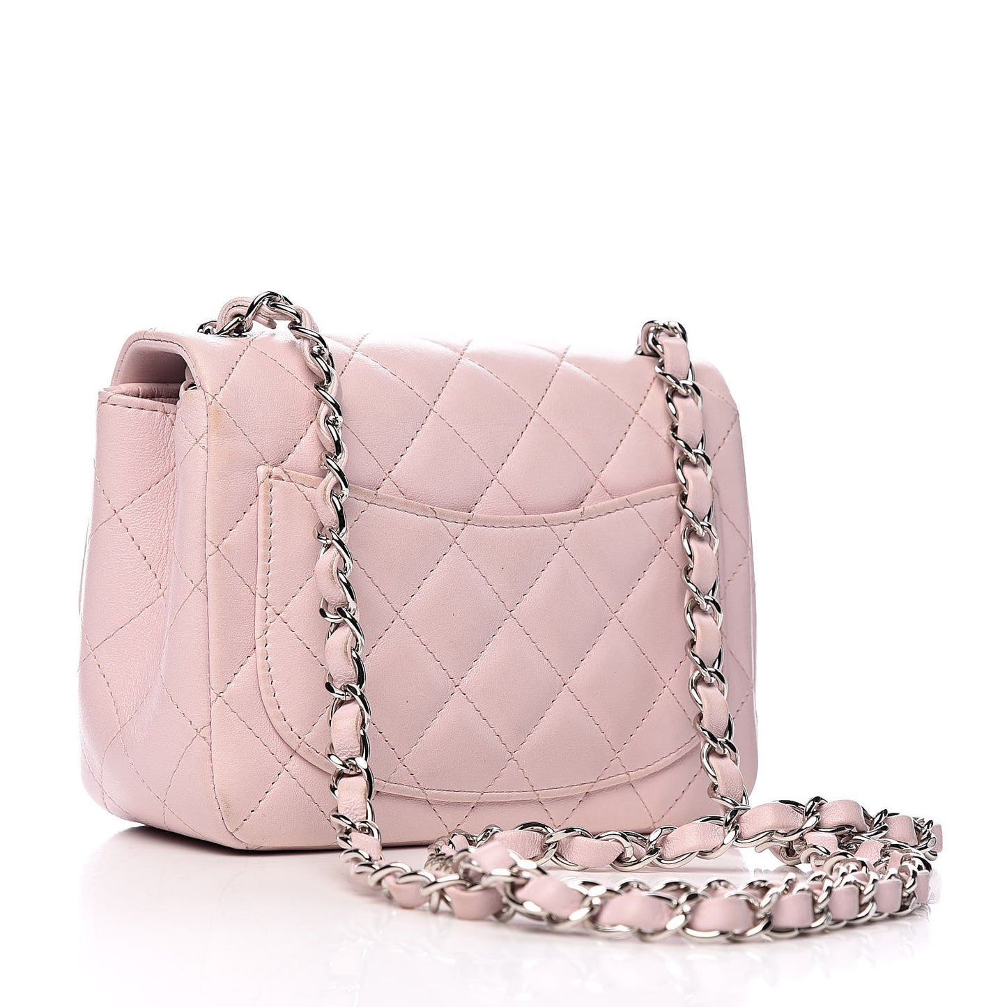 Lambskin Quilted Mini Square Flap Light Pink