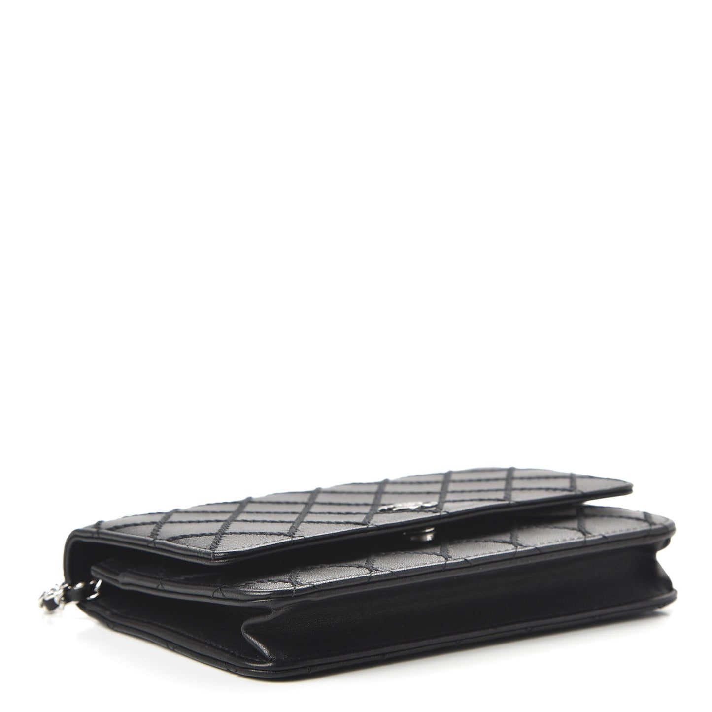 Calfskin Whipstitch Wallet On Chain WOC Black
