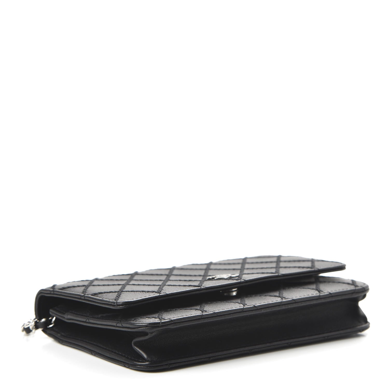 Chanel Calfskin Whipstitch Wallet On Chain WOC Black 4 of 12