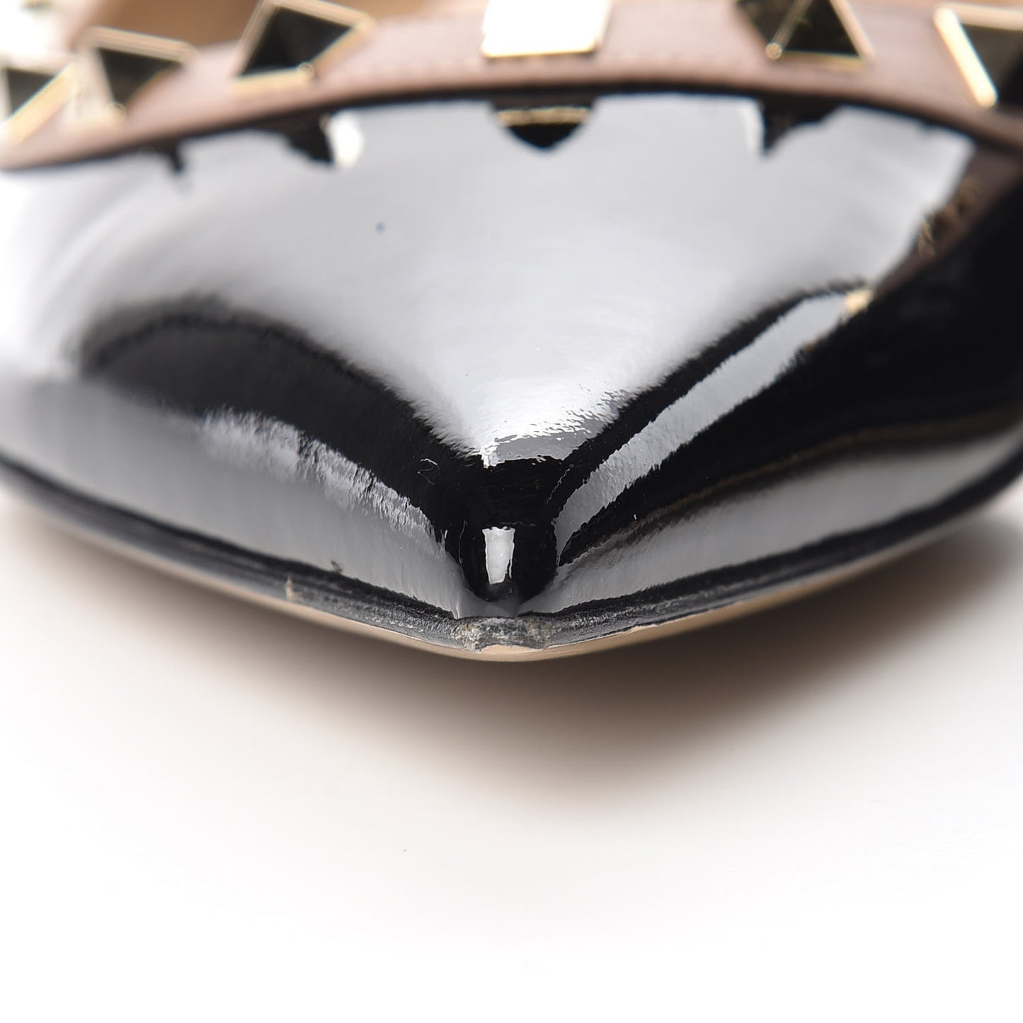 Patent Nappa Rockstud Ballerina Flats 37.5 Black Poudre