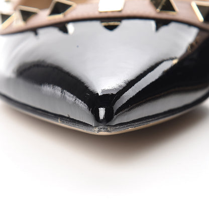 Valentino Garavani Patent Nappa Rockstud Ballerina Flats 37.5 Black Poudre 9 of 14