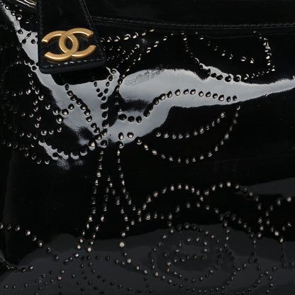 Chanel Patent Perforated Camelia Hobo Black 7 of 9