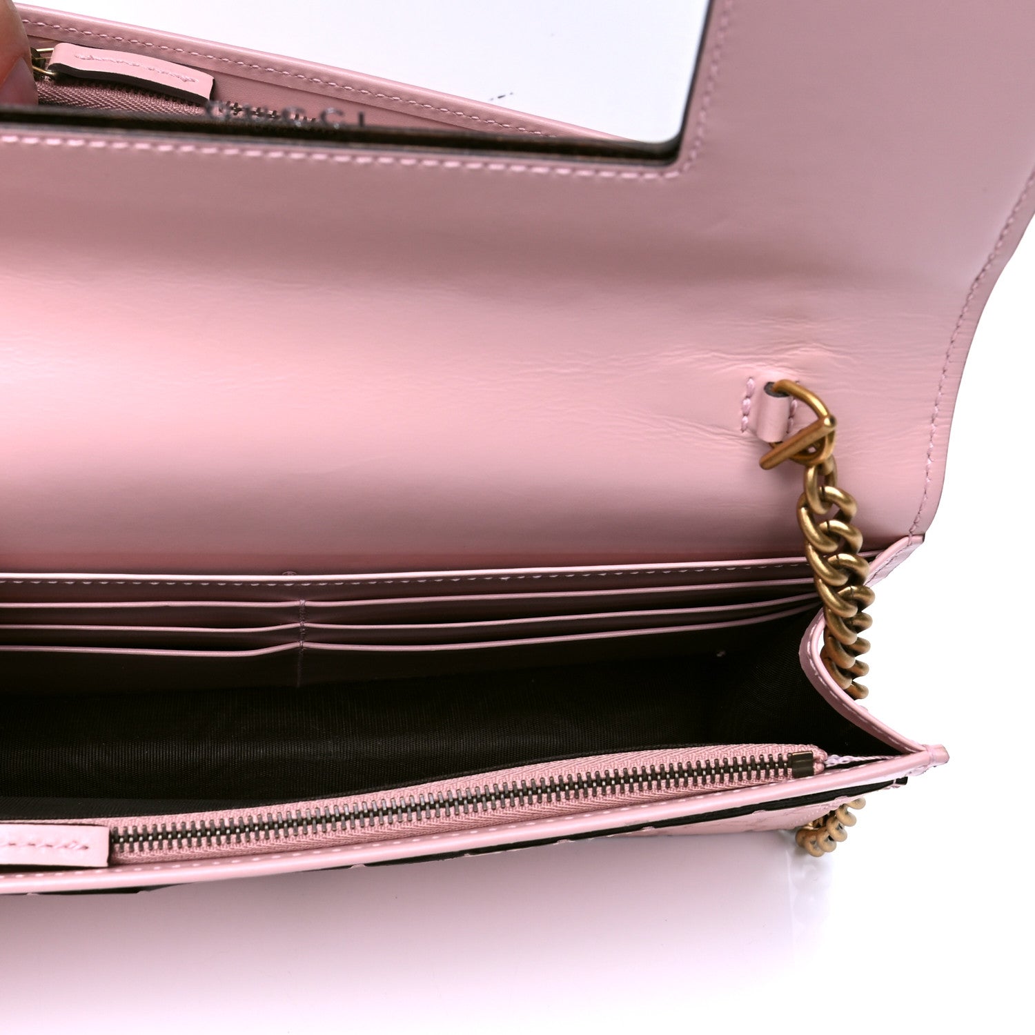 Gucci Guccissima Signature Crystal Cat Chain Wallet Light Candy Pink 4 of 4