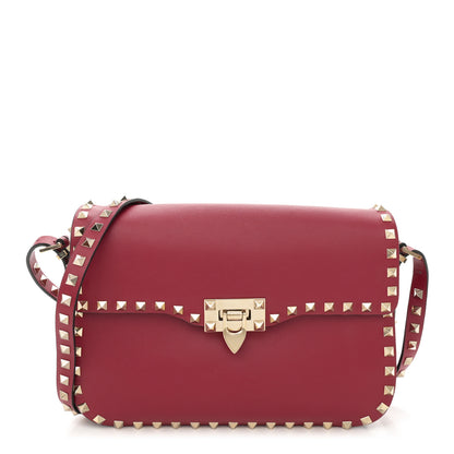 Valentino Garavani Vitello Medium Rockstud Flap Saddle Bag Scarlet 1 of 13