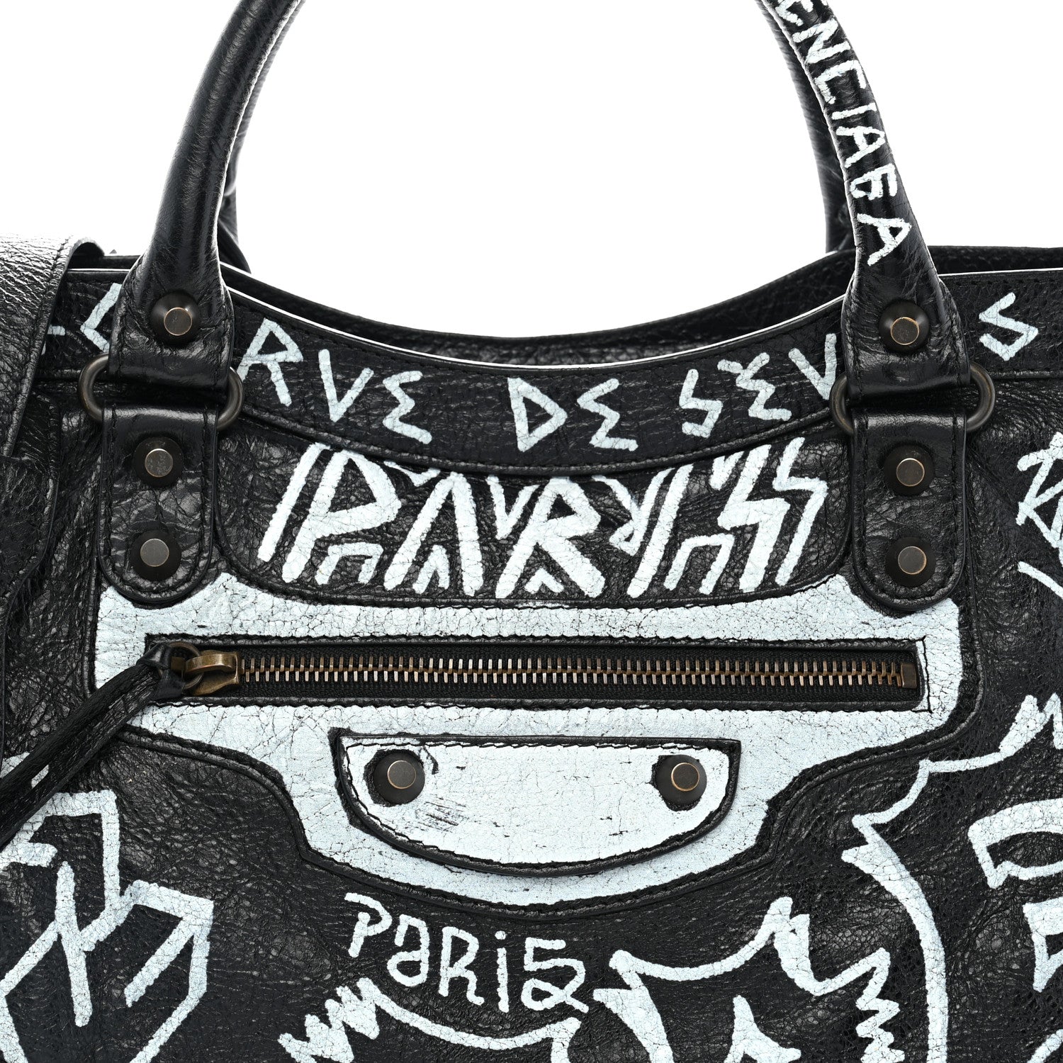 Balenciaga Agneau Arena Graffiti All Over Classic Hardware City Black White 9 of 11