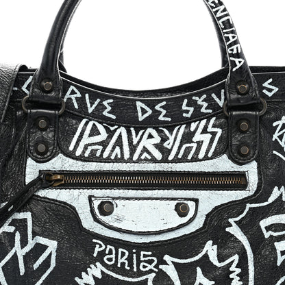 Balenciaga Agneau Arena Graffiti All Over Classic Hardware City Black White 9 of 11