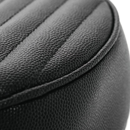 Saint Laurent Grain De Poudre Matelasse Chevron Quilted Round Vinyle Camera Bag Black 12 of 13