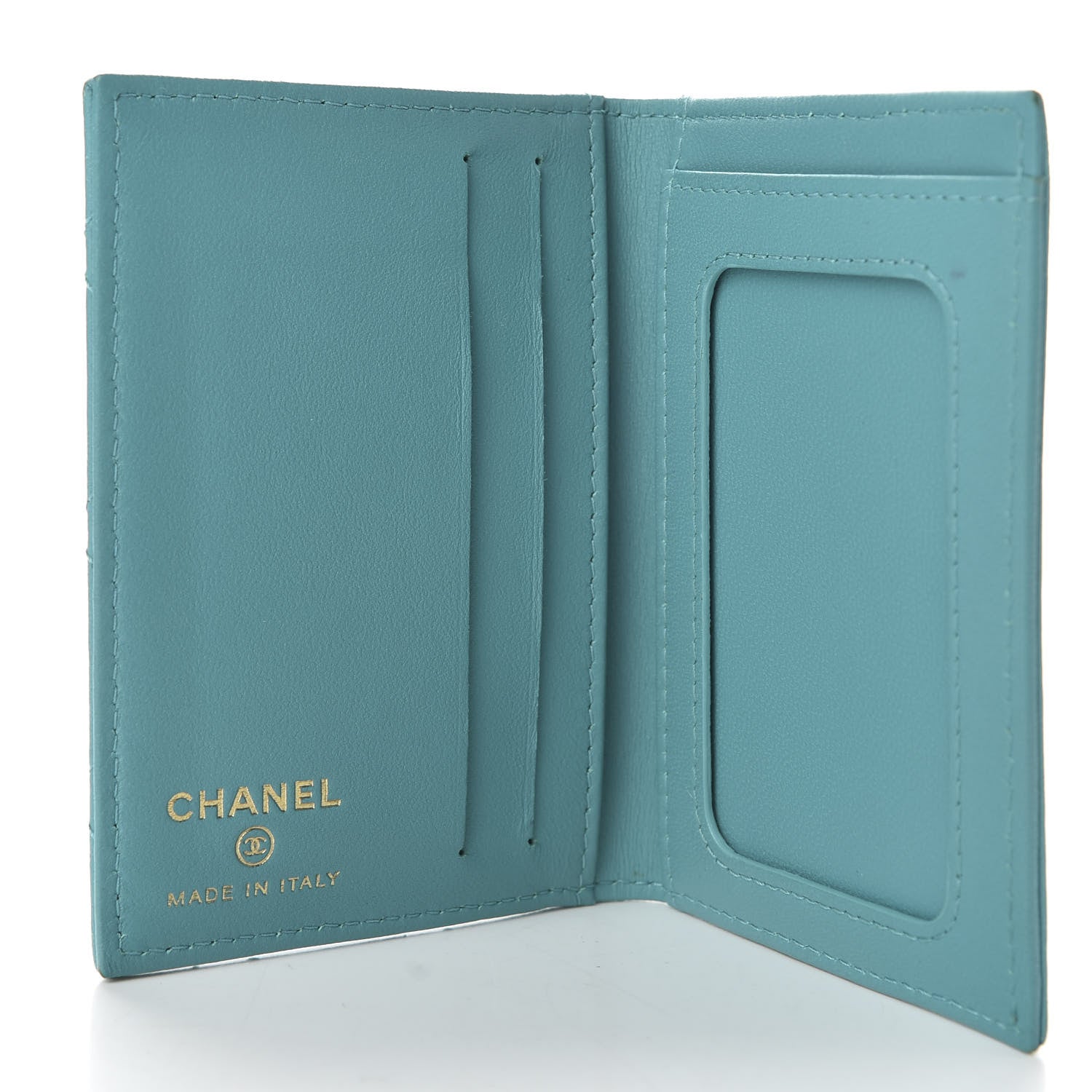 Chanel Lambskin Quilted Card Holder Wallet Turquoise 5 of 8