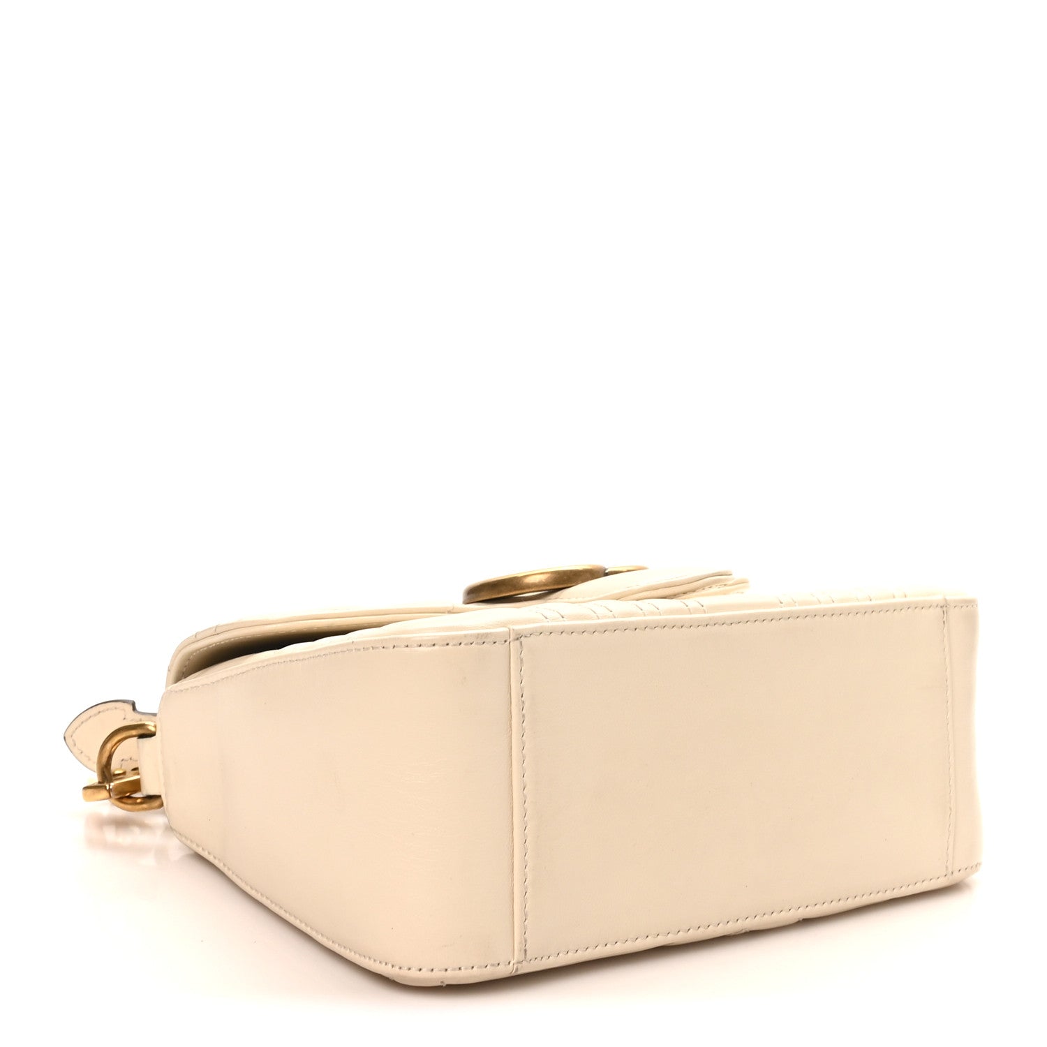 Gucci Calfskin Matelasse Mini GG Marmont Top Handle Shoulder Bag White 4 of 10