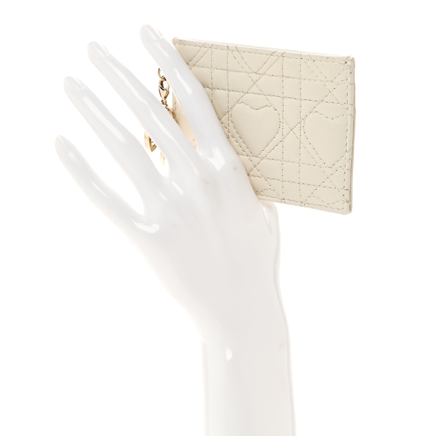Lambskin Cannage DiorAmour Lady Dior Card Holder White