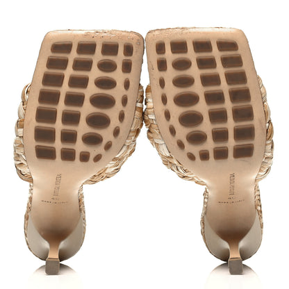 Bottega Veneta Raffia Twisted Intrecciato Stretch Mule Sandals 40 Macadamia 5 of 8