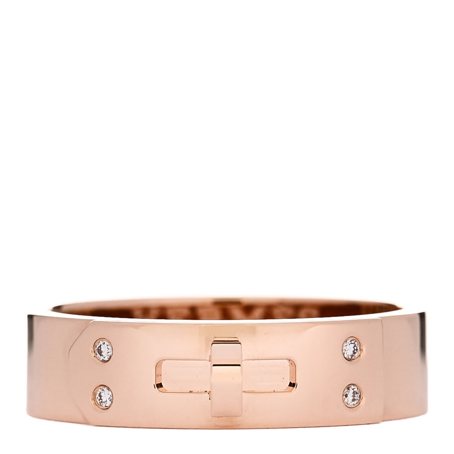 Hermes 18K Rose Gold Diamond PM Kelly Ring 53 6.5 1 of 5