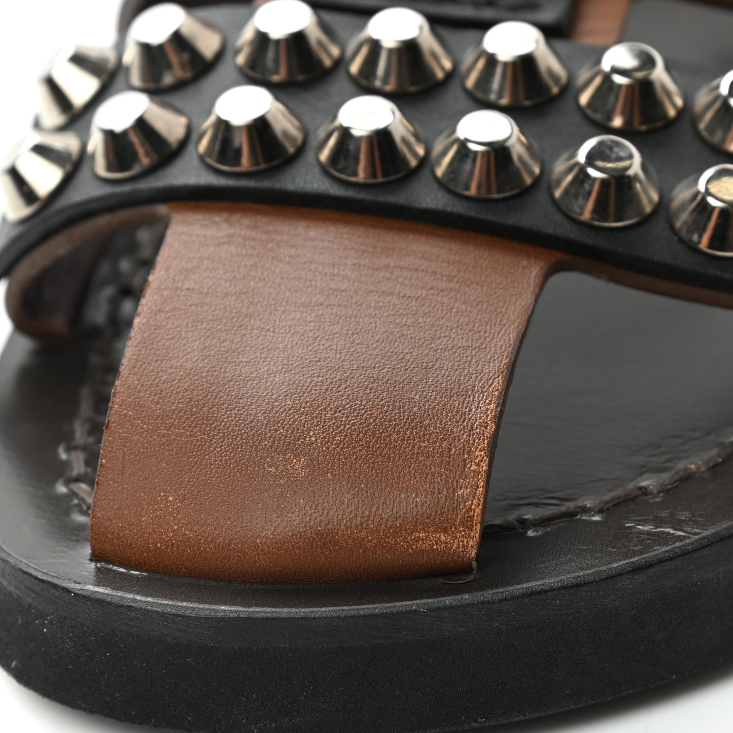Calfskin Studded Mens Nova Sandals 8 Brown