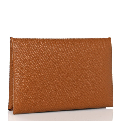 Hermes Epsom Calvi Card Case Gold 3 of 10