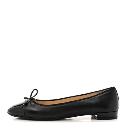 Prada Nappa Vernice Cap Toe Logo Bow Ballerina Flats 40 Black 1 of 5