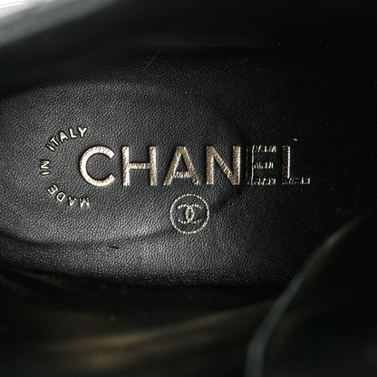 Chanel Shiny Goatskin Calfskin Quilted Lace Up Combat Boots 39 Black 7 of 10