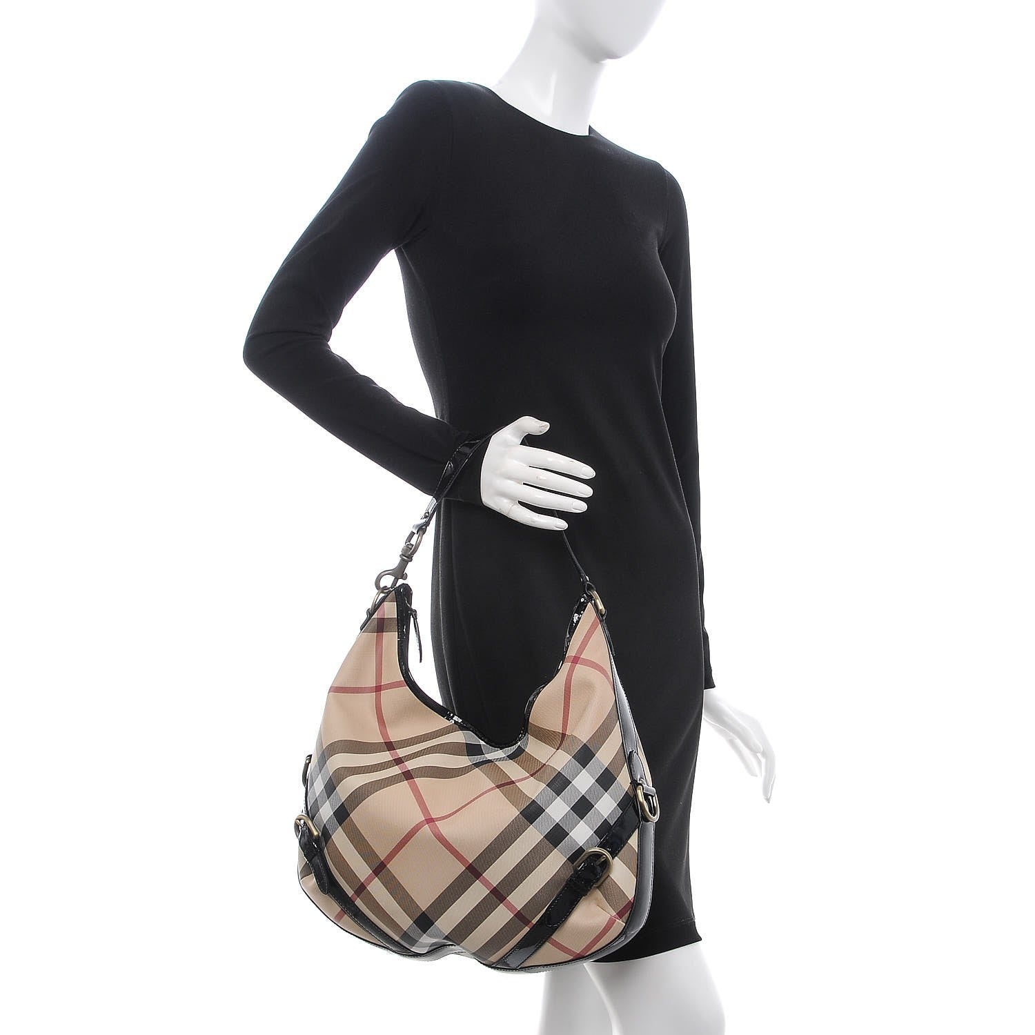 Burberry Supernova Check Buckle Hobo Black 2 of 7