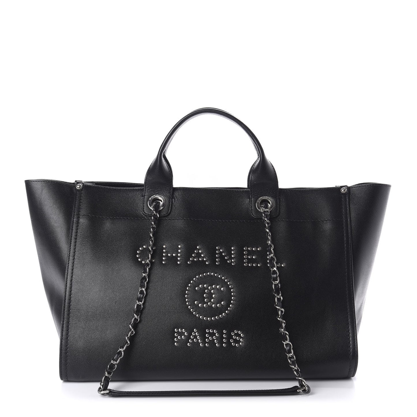 Caviar Medium Studded Deauville Tote Black
