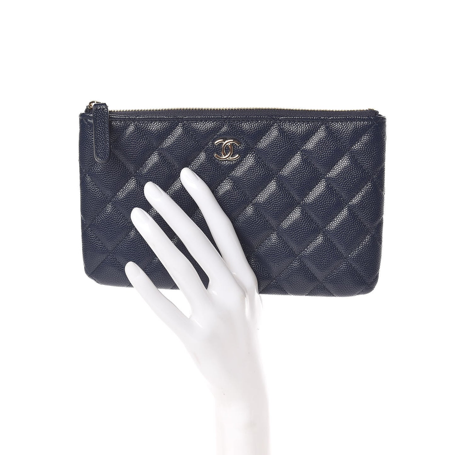 Caviar Quilted Cosmetic Case Navy