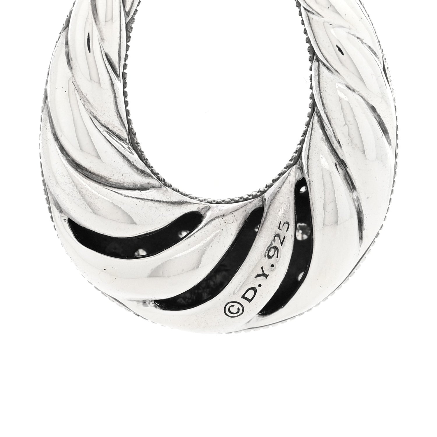 David Yurman Darkened Sterling Silver Diamond Midnight Melange Teardrop Pendant Necklace 5 of 5