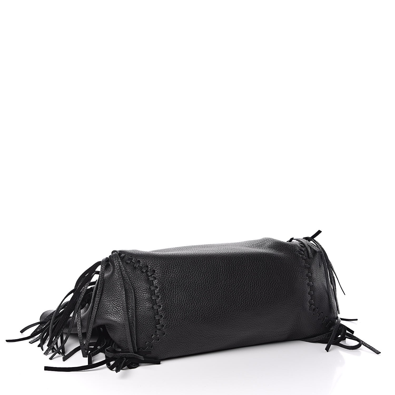 Valentino Garavani Grained Calfskin C-Rockee Fringe Tote Black 4 of 10