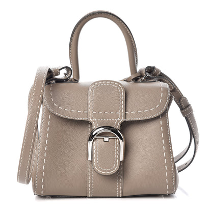 Delvaux Grained Rodeo Calfskin Surpique Mini Brillant Satchel Tourterelle Ivory 1 of 10
