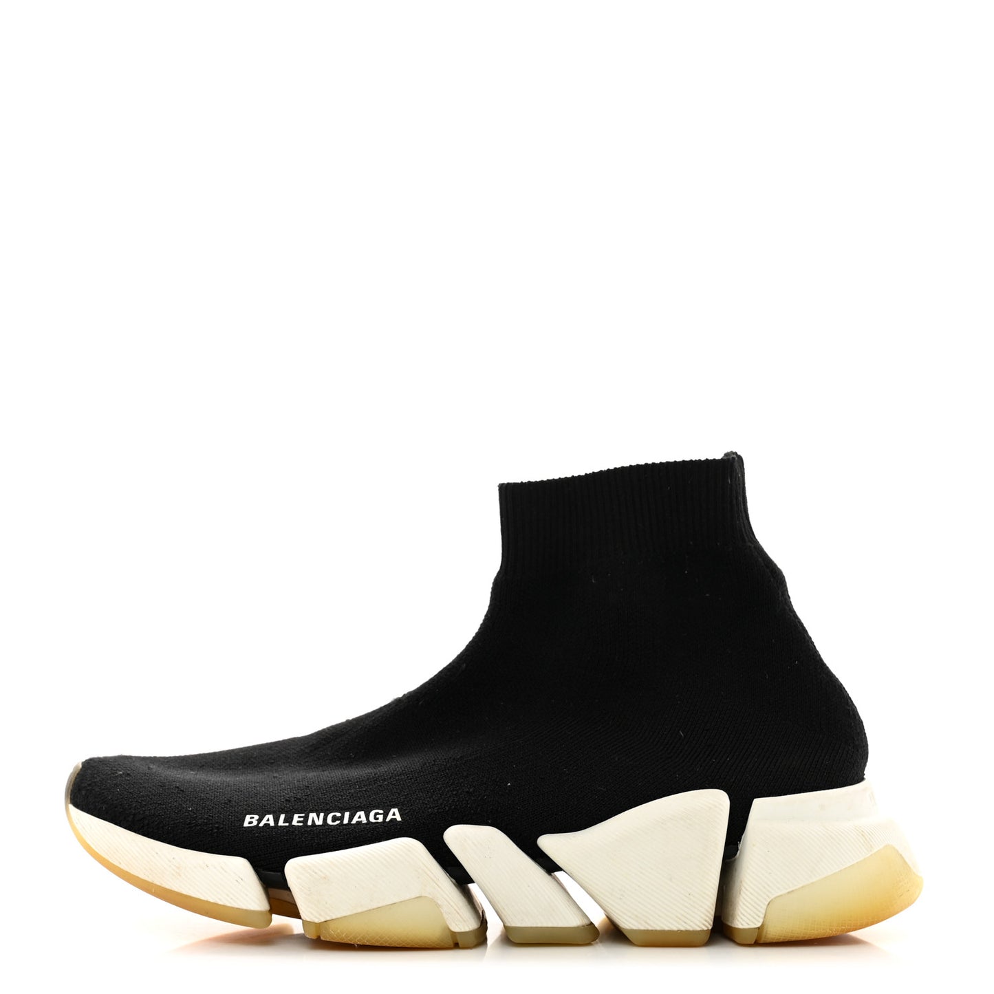 Technical 3D Recycled Knit Bi-Color Womens Speed 2.0 Transparent Sole Sneakers 38 Black White