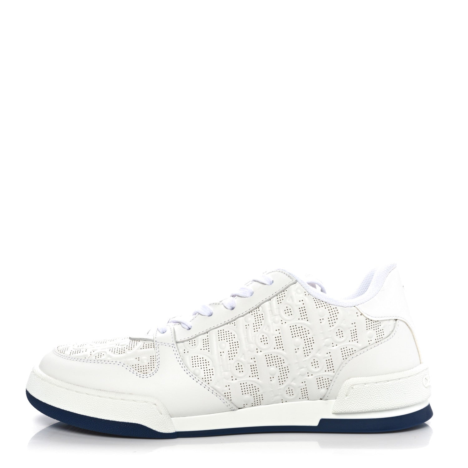 Christian Dior Calfskin Oblique Laser Perforated Dior One Low Sneakers 37 White Blue 1 of 8