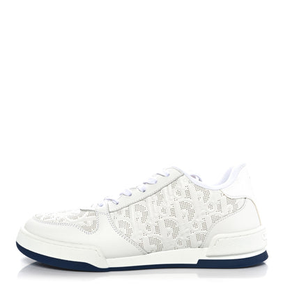 Christian Dior Calfskin Oblique Laser Perforated Dior One Low Sneakers 37 White Blue 1 of 8