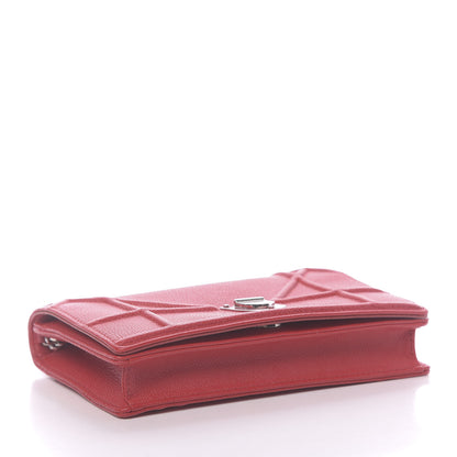 Christian Dior Grained Calfskin Diorama Wallet on Chain Pouch Rouge Vif 4 of 13