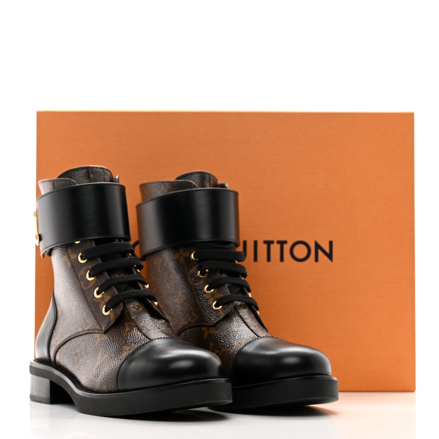 Calfskin Monogram Wonderland Flat Ranger Boots 38 Black