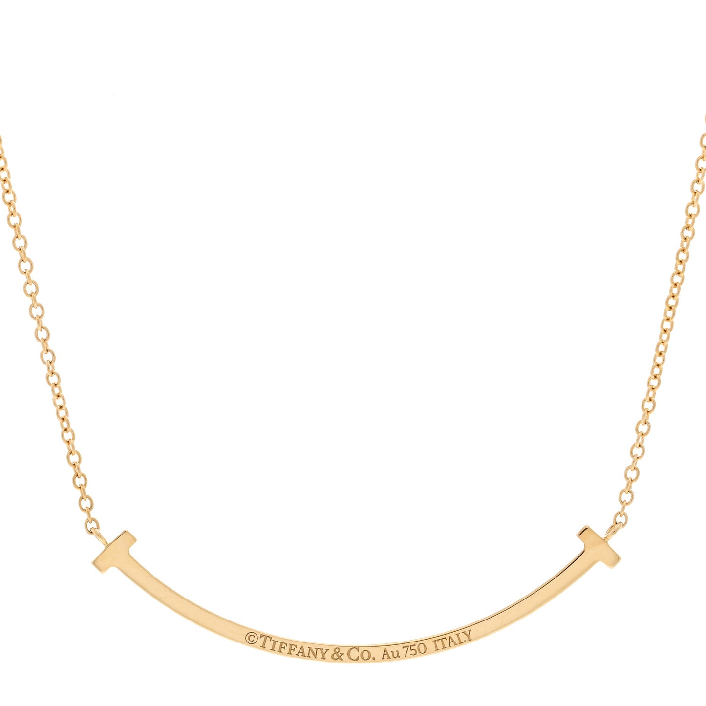 18K Yellow Gold Diamond Small T Smile Pendant Necklace