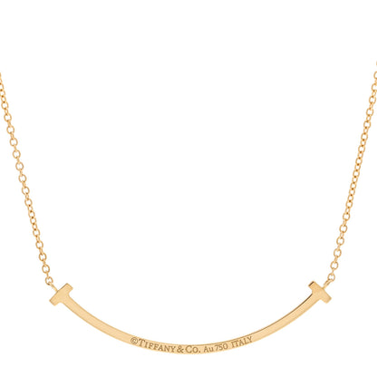 Tiffany 18K Yellow Gold Diamond Small T Smile Pendant Necklace 4 of 5